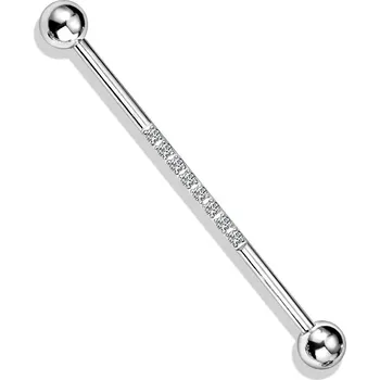 Piercing Šperky4U Industrial piercing s kamínky, barva: čirá - ID01036-C
