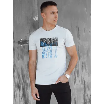 Pánské oblečení Světle šedé pánské tričko s potiskem RX5560 Velikost: 2XL