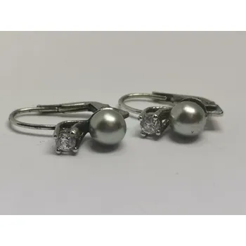 Náušnice Stříbrné naušnice s perlou a zirkonem