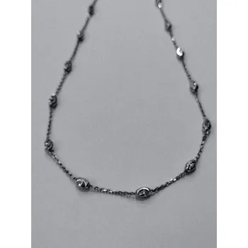 Řetízek Stříbrný náhrdelník s oválky, rhodiovaný