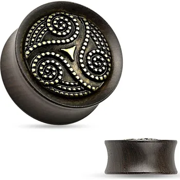 Piercing Šperky4U Dřevěný plug do ucha Ebony Wood s ornamenty - PL01172-08