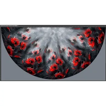 Panel- Půlkolová sukně - Vlčí máky ve větru