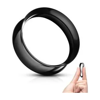 Piercing Šperky4U Silikonový tunel do ucha tenkostěnný - černý - TN01124K-25