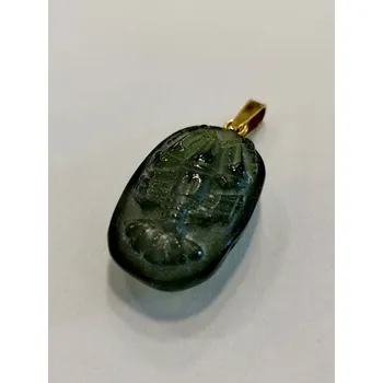 Šperk Přívěšek z vltavínu rak s ouškem ze žlutého zlata