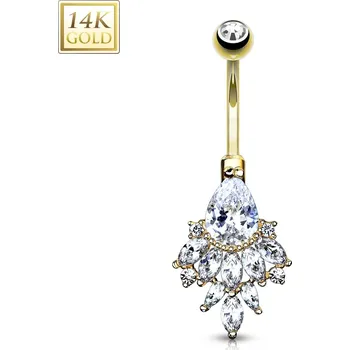 Piercing Šperky4U Zlatý piercing do pupíku se zirkony, Au 585/1000 - ZL01184-YG