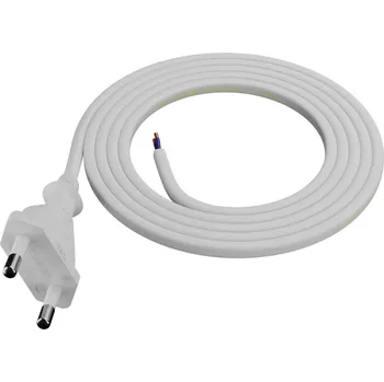 Napájecí kabel PLASTROL Kabel 2x0,75mm2 CEE 7/16 (C) vidlice,vodiče PVC 2m bílá 2,5A