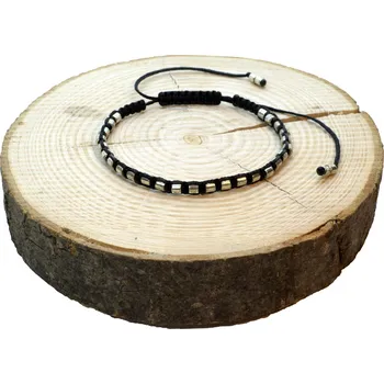 Náramek WUX Minimalistický náramek stříbrný válcový korálek VELIKOST NÁRAMKU: Pánská....18cm, BARVA PROVÁZKU: Lososová