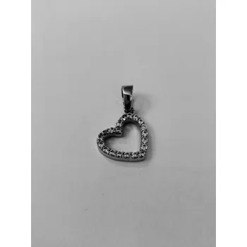 Přívěsek Zlatý přívěs srdce se zirkony z bílého zlata