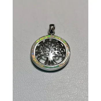 Přívěsek Stříbrný přívěsek - strom života s opálem, rhodiovaný