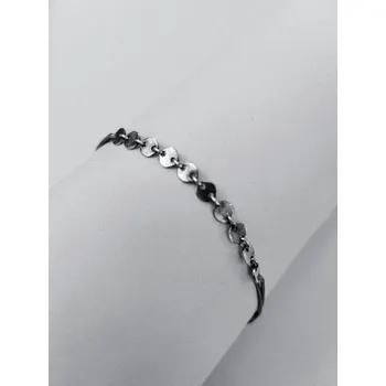 Náramek Náramek - šedá šňůrka se stříbrnými kolečky