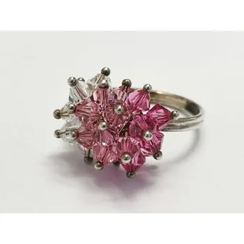 Prsten Stříbrný prsten s růžovými krystaly Swarovski