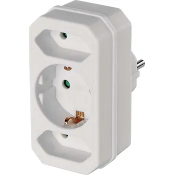 Elektrická zásuvka EMOS Rozbočovací SCHUKO zásuvka 2× plochá + 1× kulatá, bílá