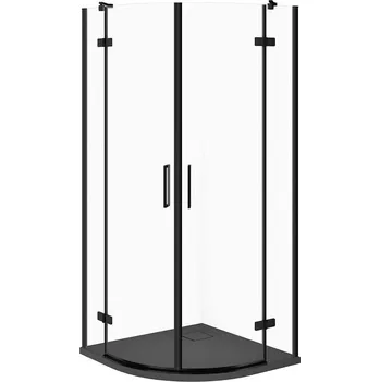 CERSANIT Set půlkruhový sprchový kout JOTA 90x90 černý, vanička TAKO SLIM šedá matná S601-452