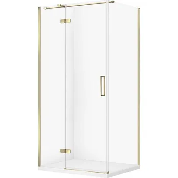 CERSANIT Set obdélníkový sprchový kout JOTA levý 100x80 zlatý, sprchová vanička TAKO SLIM bílá S601-383