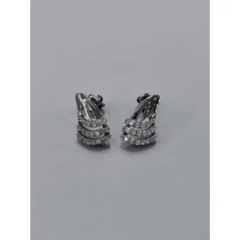 Náušnice Stříbrné naušnice s bílými zirkony na šroubek