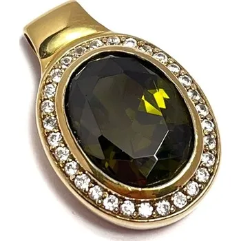 Přívěsek Přívěšek z broušeného zeleného zirkonu vsazeného do zlaceného stříbra