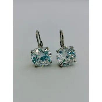 Náušnice Stříbrné naušnice s velkým bílým zirkonem