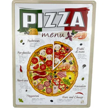 Plechová cedule DODINO Plechová cedule Pizza Menu 30 x 40 cm