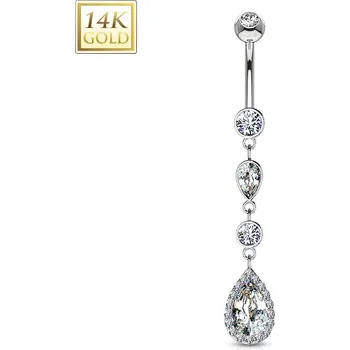 Piercing Šperky4U Zlatý piercing do pupíku zdobený kubickými zirkony, Au 585/1000 - ZL01012-WG