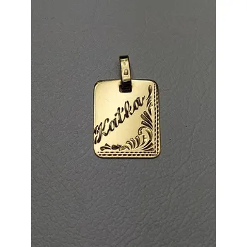 Přívěsek Zlatý přívěs - destička s nápisem Katka