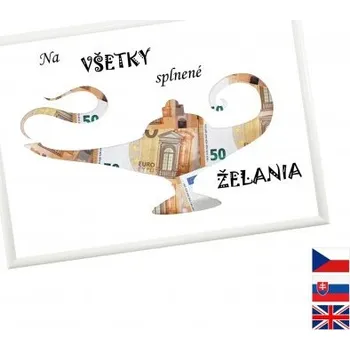 Žertovný předmět Rámeček na darování peněz - Přání, Nápis slovensky, Rámeček 100 - bílá , promoce - dárek k promoci