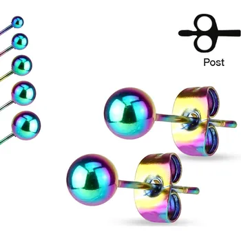 Šperk Šperky4U Ocelové náušnice - kuličky duhové - OPN1004-07