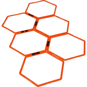 Fotbalová tréninková pomůcka Koordinační kruhy Yakimasport spojené Hexa hoops oranžové 49 cm