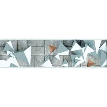 Tapeta Samolepící bordura 3D geometrický vzor šedo-hnědý B83-23-01