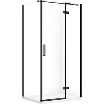 CERSANIT Set obdélníkový sprchový kout JOTA pravý 100x80 černý, sprchová vanička TAKO SLIM bílá S601-390