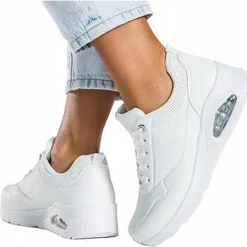 Dámské tenisky TENISKY Bílé Sportovní Boty NA PLATFORMĚ Šněrovací Dámské vel. 40