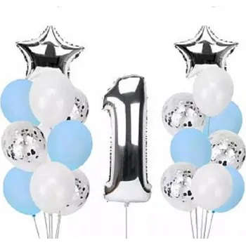 Balónek Sada balónků ROCEK číslice 1 MODRÁ s konfetami