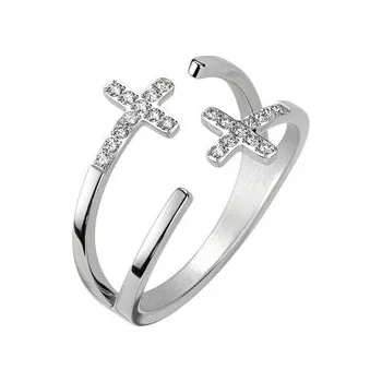 Prsten OPR1955-55 Ocelový prsten s křížky, vel. 55