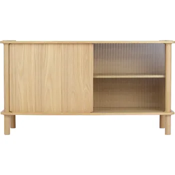 Knihovna Vitrína z dubového dřeva s posuvnými dveřmi v přírodní barvě 135x73,5x48 cm Italic – UMAGE ID_1726498