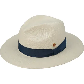 Klobouk Luxusní panamský klobouk Fedora s modrou stuhou - Exklusive Mayser Gedeon - UV faktor 80 Velikost: 59 cm (L)