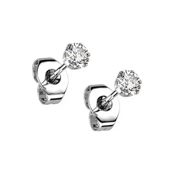 Náušnice OPN1900-025 Ocelové náušnice - čiré zirkony 2,5 mm