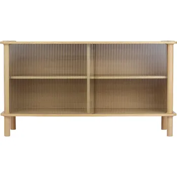 Knihovna Vitrína z dubového dřeva s posuvnými dveřmi v přírodní barvě 135x73,5x48 cm Italic – UMAGE ID_1726510