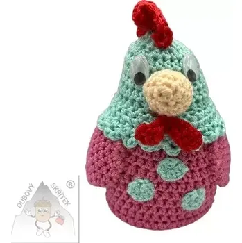 Velikonoční dekorace Dubový skřítek Veselá háčkovaná slepička - růžovo mintová