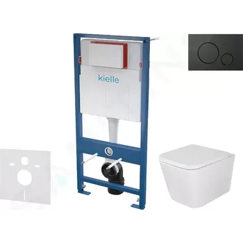 Klozet kielle Set předstěnové instalace, klozetu Arkas I, sedátka softclose a tlačítka Gemini IV, matná černá 30505SS37