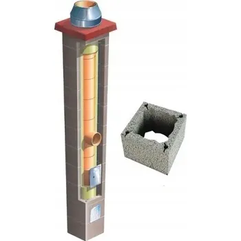 Komín Keramický komínový systém Brata Premium S fi 200 11 m 36x36 cm zateplený