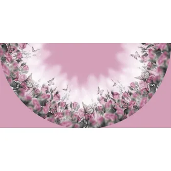 Panel- Dětská půlkolová sukně - Motýlci na růžích