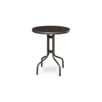 Zahradní stůl Balkonový stolek kovový se skleněnou deskou průměr 60 cm