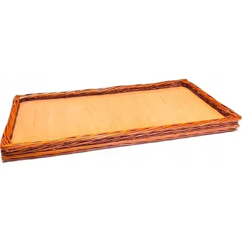 Proutěný tác s dřevěným dnem - Přírodní a odolný - 30x60x4 cm