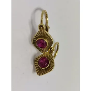 Náušnice Zlaté dětské naušnice s červeným kamínkem