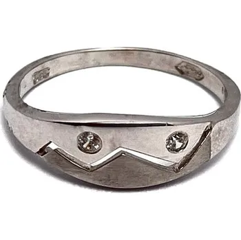 Prsten Zlatý dámský prsten z bílého zlata se zirkony