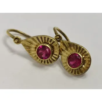 Náušnice Zlaté dětské naušnice s červeným kamínkem