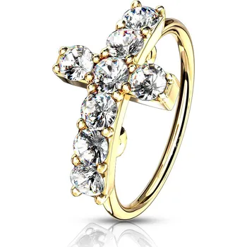 Piercing Šperky4U Piercing do nosu kroužek s křížkem - N0120-GDC