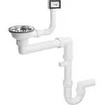 Bruckner Dřezový sifon šetřící místo s přepadem a odbočkou 6/4", včetně pilety, DN40, bílá