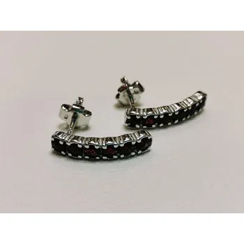 Náušnice Stříbrné náušnice s českými granáty, rhodiované