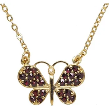 Řetízek Stříbrný náhrdelník s českými granáty, rhodiovaný