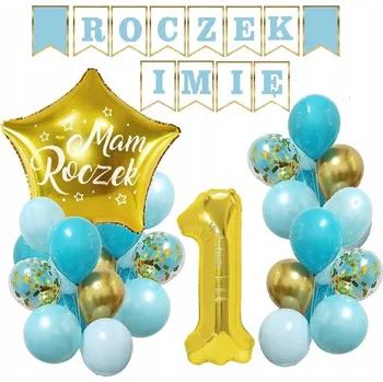 Balónek BALÓNKY sada na 1. narozeniny, banner + JMÉNO